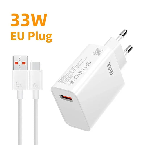 33W USB Charger And 6A Data Cable Quick Charge3.0 Mobile Phone Adapter