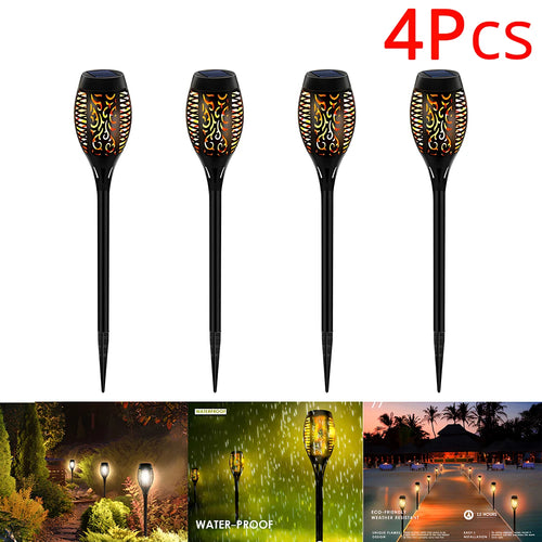 1/2/4/8Pcs Solar Flame Lights 12LED Bulbs Flickering Waterproof Garden
