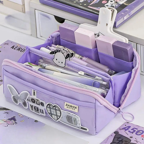 10-tier Card-pibara High-capacity Transparent Pen Bag with Beautiful