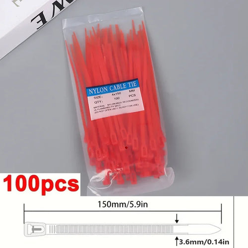 100 Reusable Cable Ties, Cable Lock Loop Nylon Ties Removable,