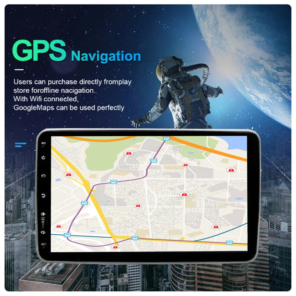 1din Android14 9/10inch Car Stereo Radio Rotate Touch Screen For