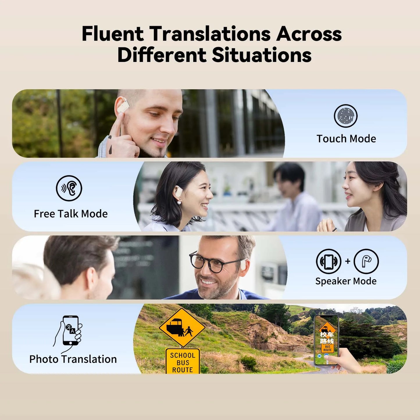 Wooask M9 Translator Earbuds, Two-Way Real Time Translator Headsets