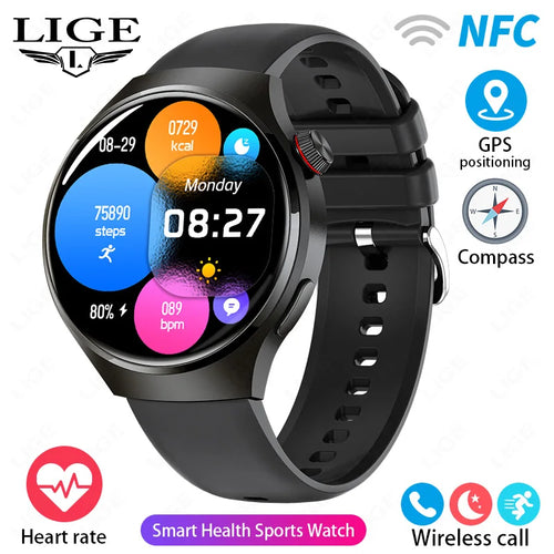 LIGE New Smart Watch Men 1.52 inch Full touch Screen Bluetooth Call