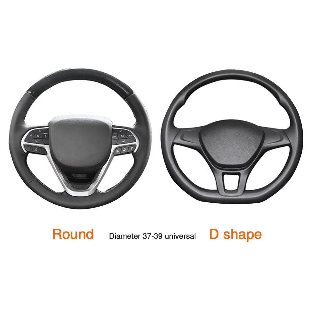 Black automobile steering wheel cover, dynamic fiber leather, double