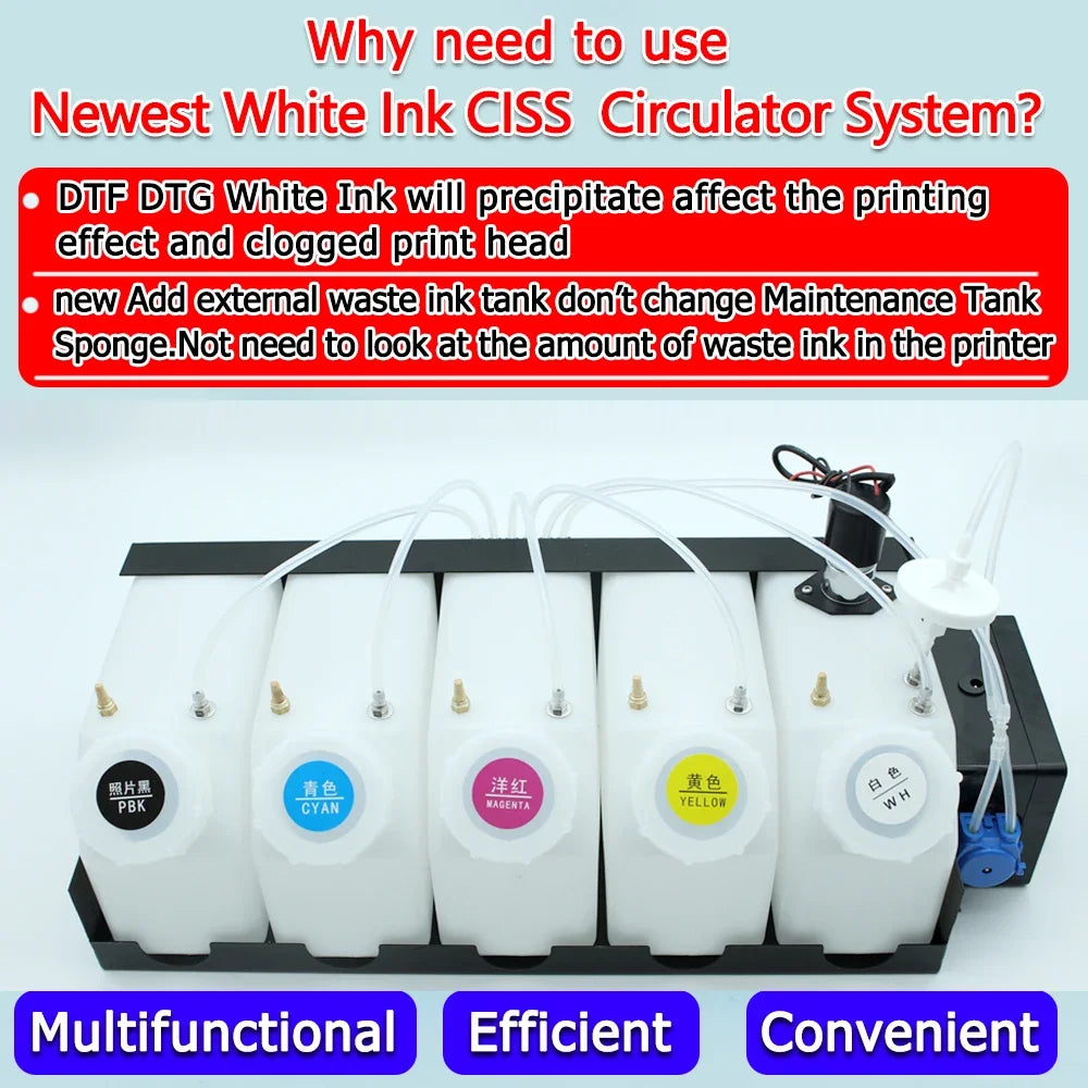 1500ML DTF White Ink Circulation CISS System For i3200 i1600 XP600
