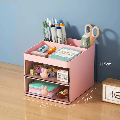 Small Desk Organizer With Drawer, Office Desktop Storage Box, Makeup