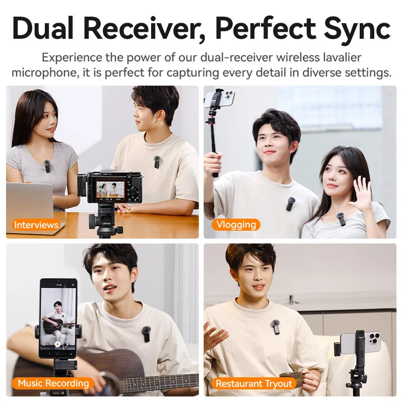 Ulanzi A100 Wireless Lavalier Microphone Professional 20M Audio Video