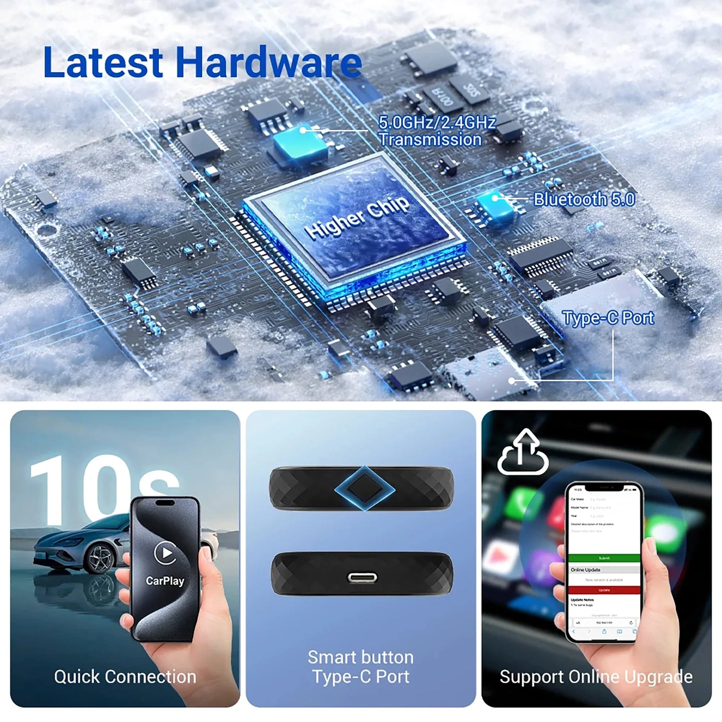 OTTOMOTION 5.0 Wireless CarPlay Android Auto Adapter Wireless Box for