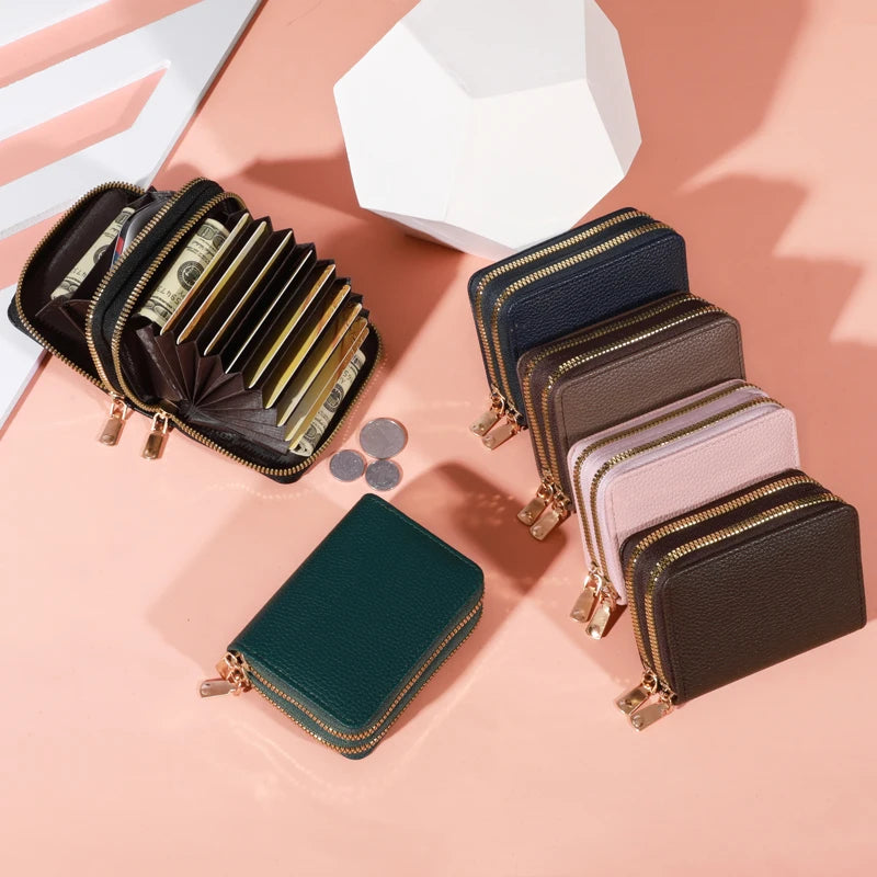 Women Zipper Short Style Purse LycheePattern Fashion Large Capacity