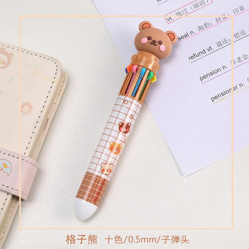 10 Colors Ballpoint Pen Cartoon Bear 0.5mm Colorful Ink Gel Pens