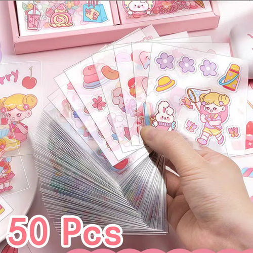 10/100Pcs Kawaii Stickers PET Pattern Cartoon Scrapbooking Cute