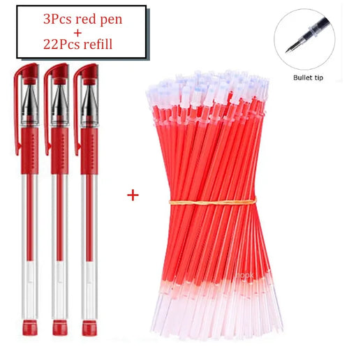 35 PCS Gel Pen Set School Supplies Black Blue Red Ink Color 0.5mm