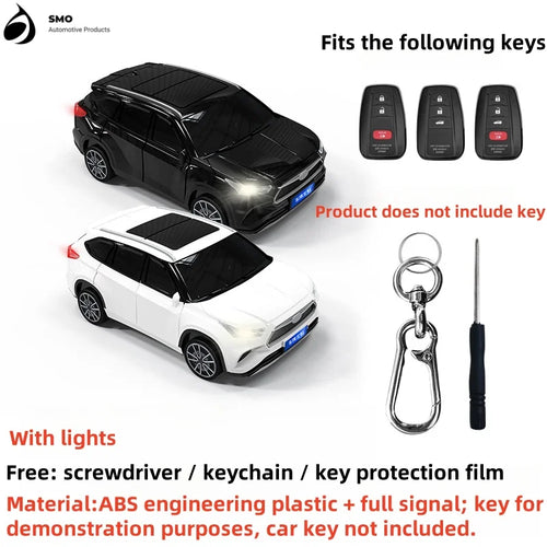 For Toyota Highlander Key Cover With Light Car Key Fob Car Model Key