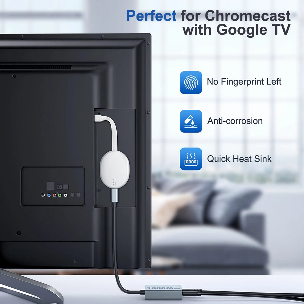 Zexmte 1000Mbps Ethernet Adapter for Chromecast 4K Google TV USB C