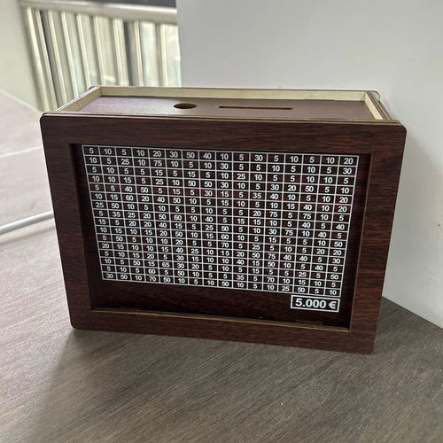 1000/3000/5000/10000 Euro Money Box Wooden Money Box Reusable with