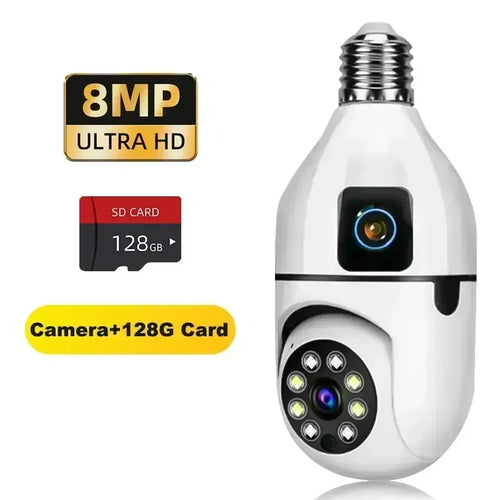 8MP E27 Bulb Surveillance WIFI Camera Human Tracking Full Color Night