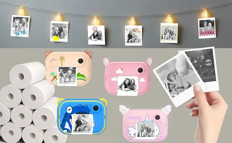 12 Rolls Kids Instant Camera Refill Print Paper Film Coreless Thermal