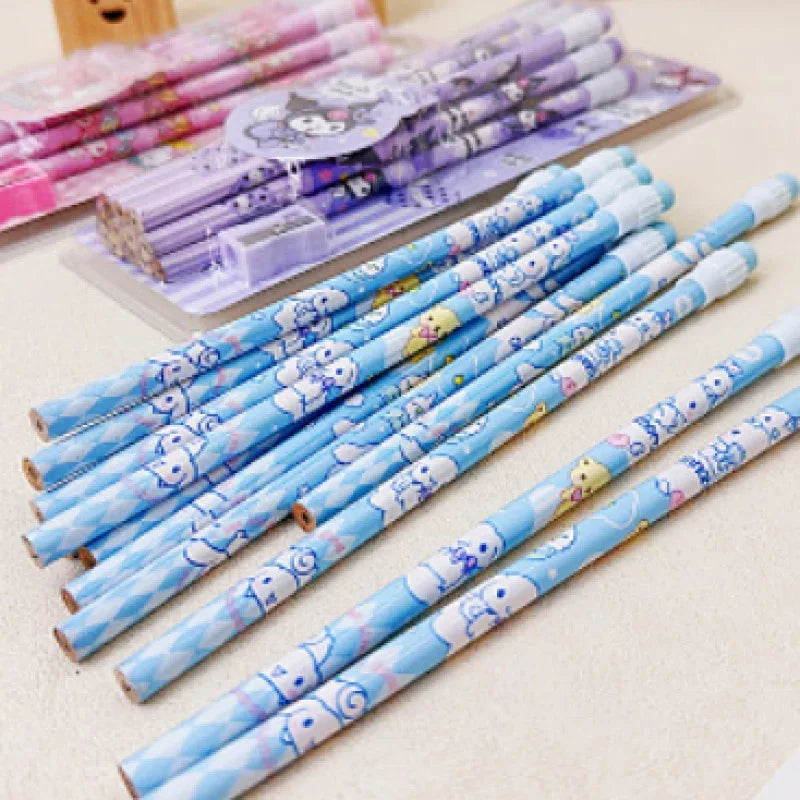 12pcs Sanrio Cinnamoroll Kuromi Cute Cartoon HB Pencils, 12 Pencils &