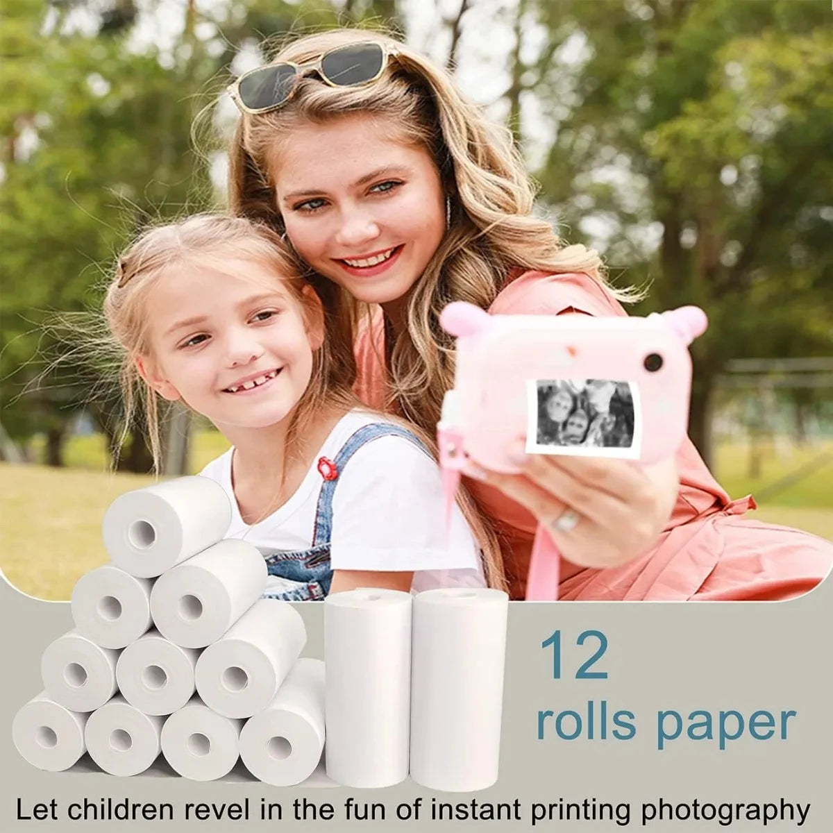 12 Rolls Kids Instant Camera Refill Print Paper Film Coreless Thermal