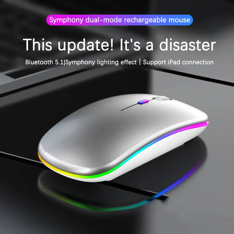 1600DPI 2.4Ghz Wireless Mouse Ergonomic Silent Mouse Rechargeable RGB
