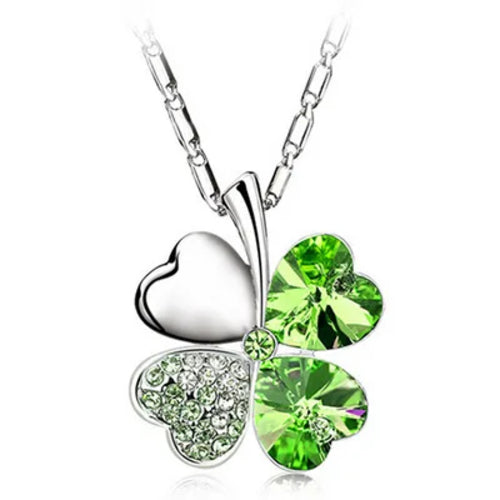 TRPOPSYN Crystal 4 Four Leaf Leaves Clover Pendant Necklaces Lover