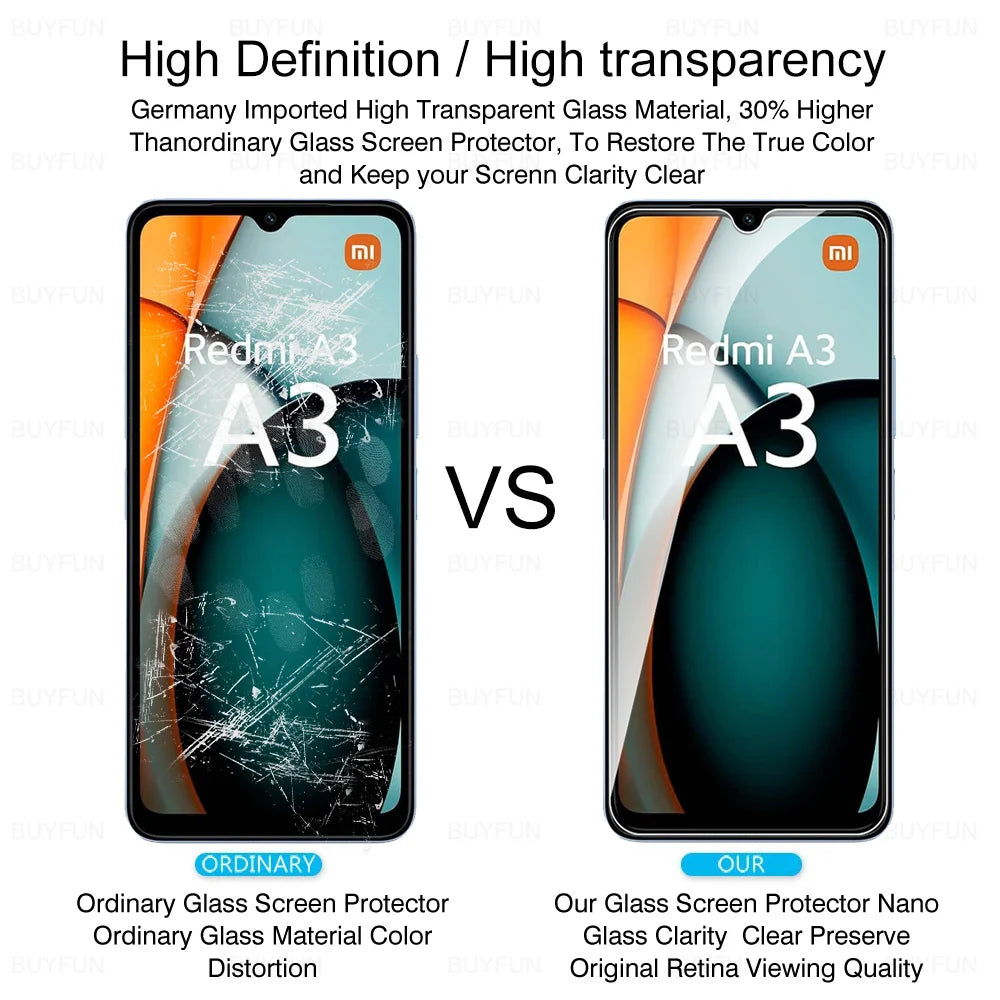 1-5Pcs For Xiaomi Redmi A3 Tempered Glass Case Redmi A3x A1 A1+ A2 A2+