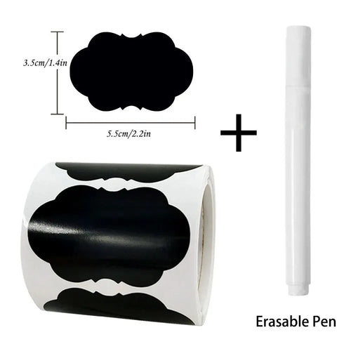 120Pcs/Roll 3 Styles Removable Blackboard Stickers With Erasable Pen
