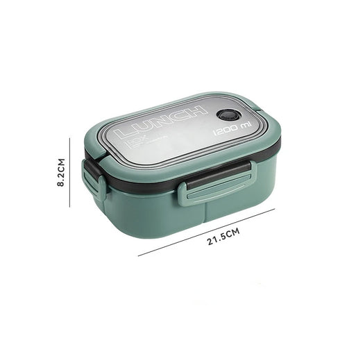 1200ML 2 Layer Bento Lunch Box With Spoon Fork, Kid High Capacity