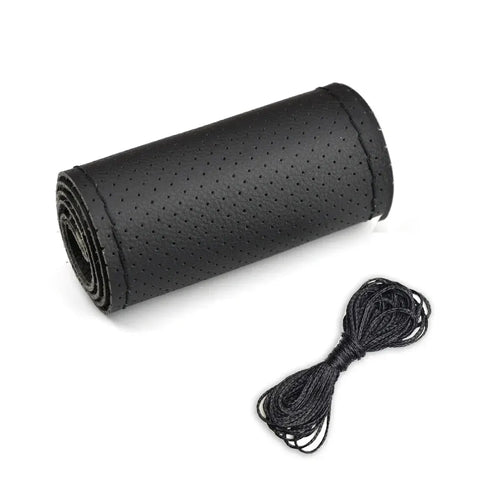 Universal Leather Car Steering Wheel Stitch On Wrap Cover Fit for 38cm