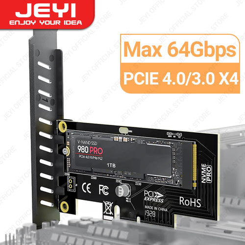 JEYI M.2 NVME SSD to PCIe 4.0 x1 Adapter Card, 2280 SSD PCIE X1