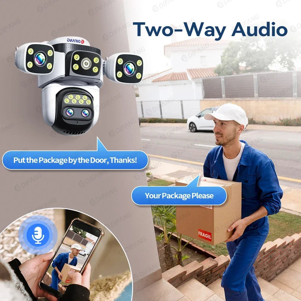 10K UHD WiFi6 IP Camera Outdoor 10X Zoom CCTV Surveillance Cam Four