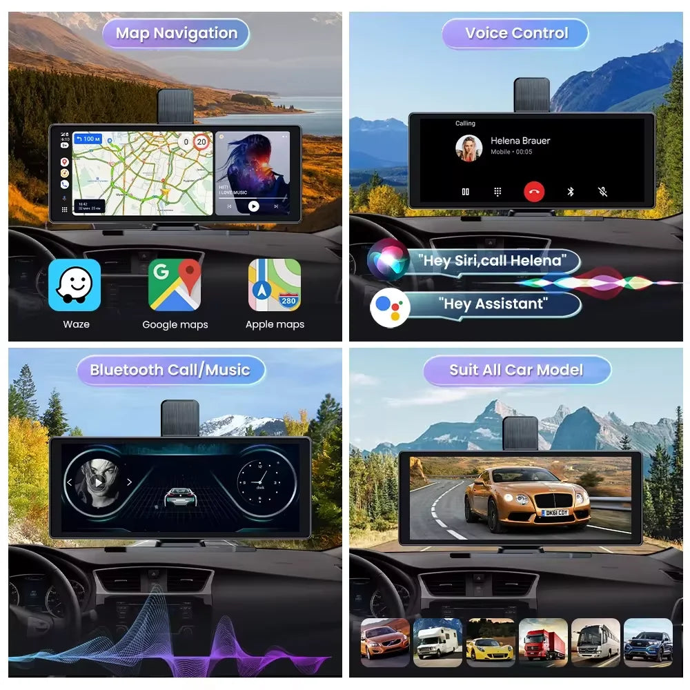 10.26" Car DVR Intelligent Screen with 4K 360° Rotation Dash Cam