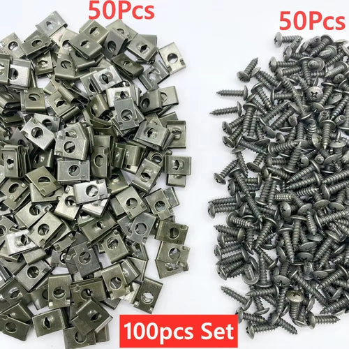 100pcs Metal Self Tapping Fasteners for Auto Ushaped Clip Screws