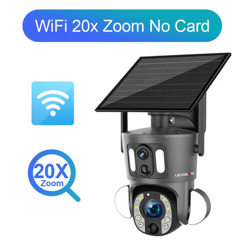 LS VISION 8MP 20X Optical Zoom Dual Screen 4G Sim Solar Camera 4K WiFi