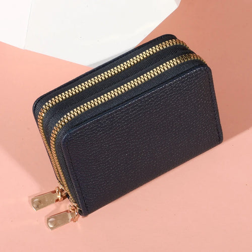 Women Zipper Short Style Purse LycheePattern Fashion Large Capacity