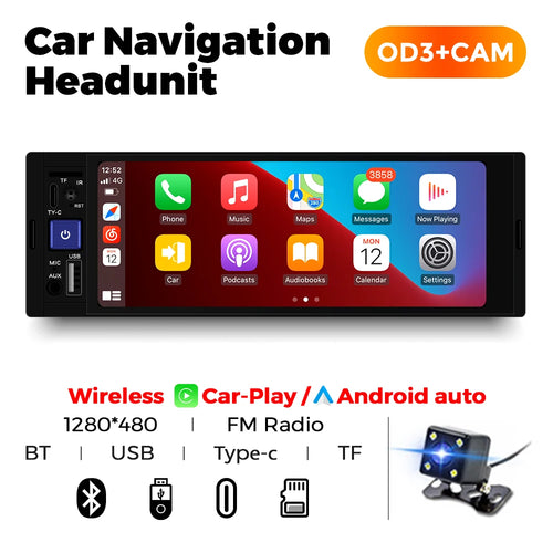 1DIN 6.86-inch Wireless CarPlay Auto HD touch screen multimedia player