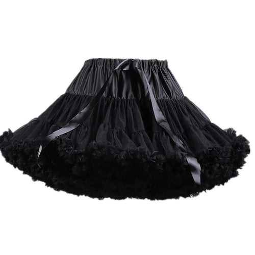 Womens 3-Layered Pleated Tulle Petticoat White Black Tutu Puffy Party