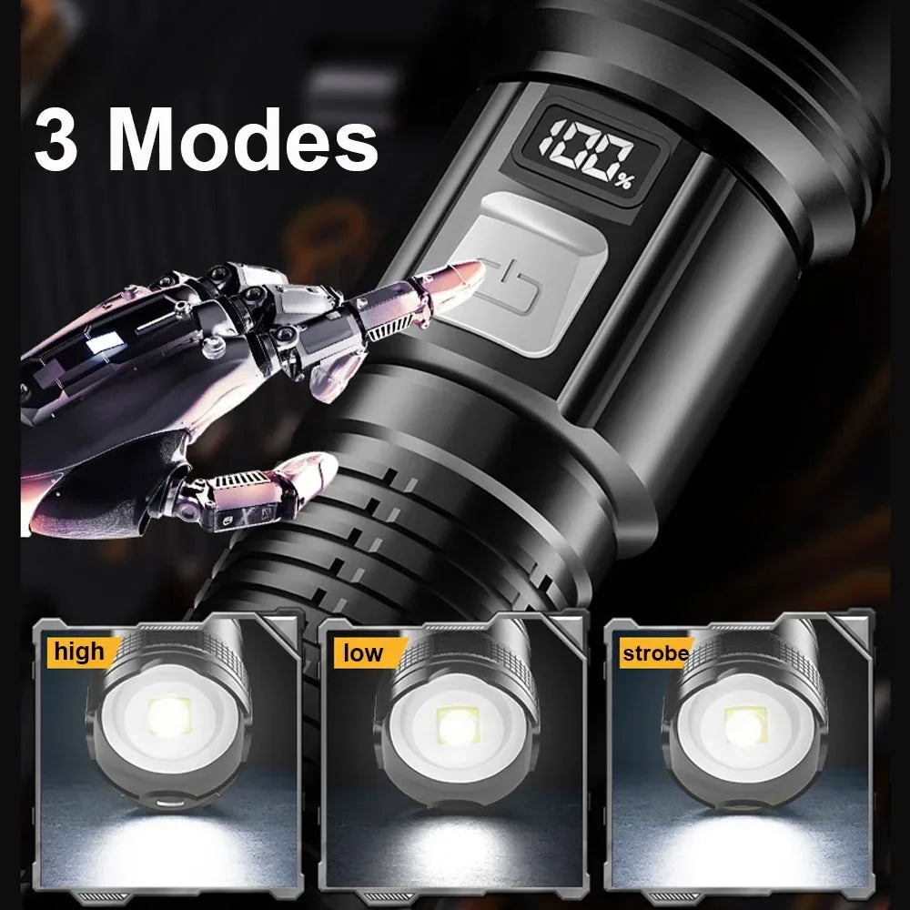 1600000 LM Super Bright Flashlight USB Rechargeable LED Long Range
