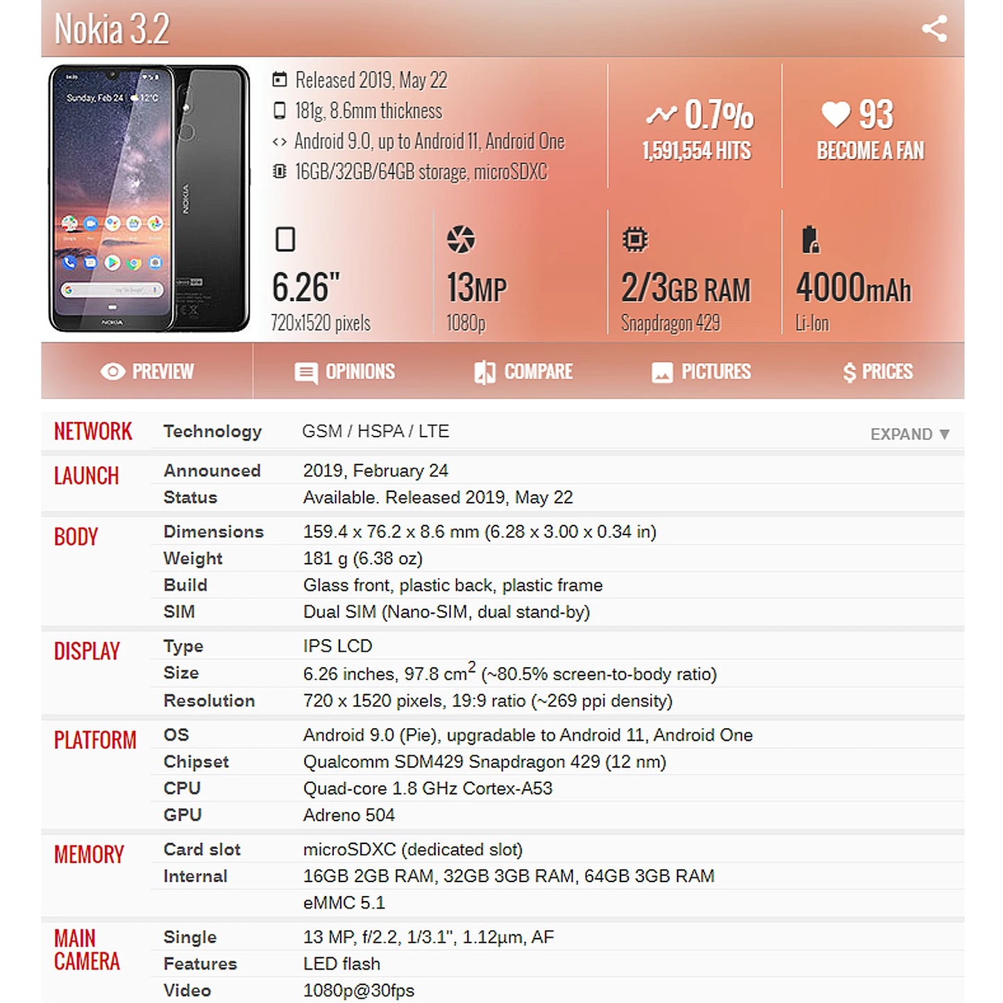 LCD Display Touch Screen Digitizer Assembly Replacement, Nokia 3.2