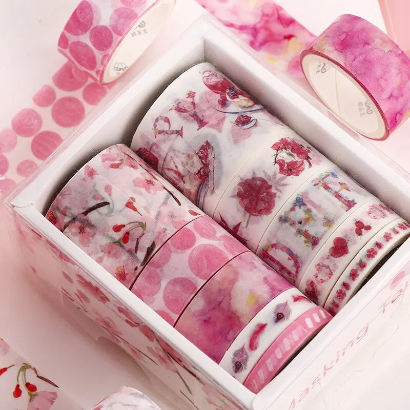 10 Rolls/box 11 Models Washi Tape Cute Illustration Style Decorative