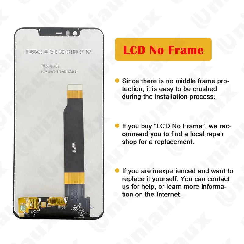 100% Original For Nokia 5.1 Plus LCD Display Touch Screen Assembly For