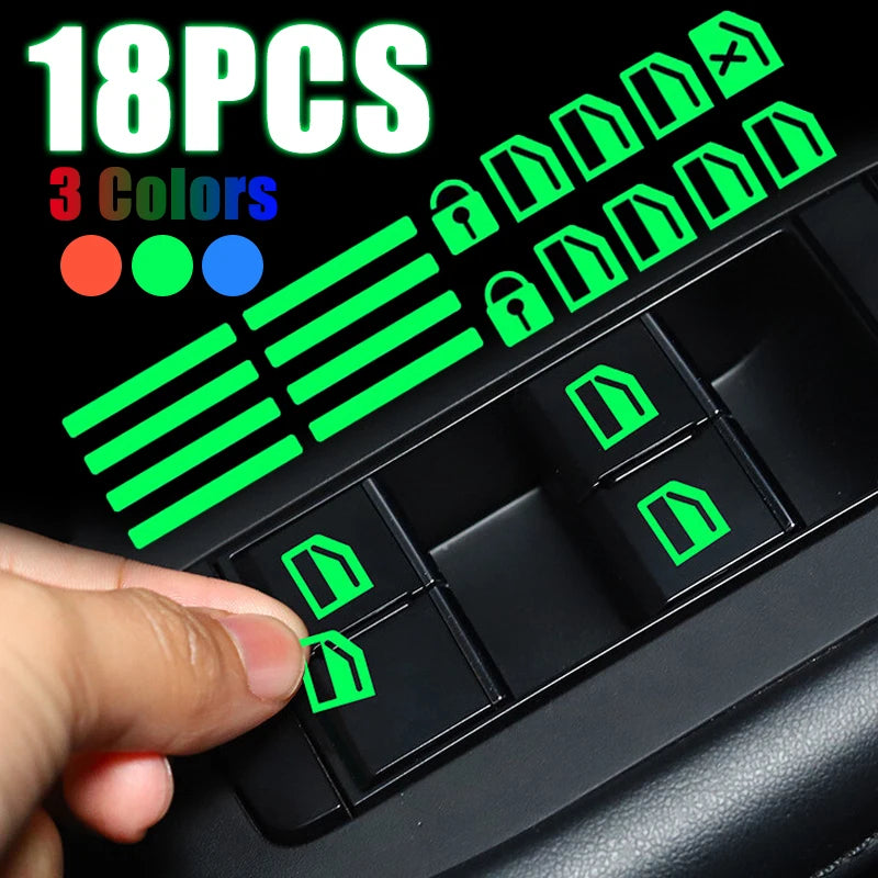 18 pcs/set Luminous Automobile Interior Stickers Universal Car Windows