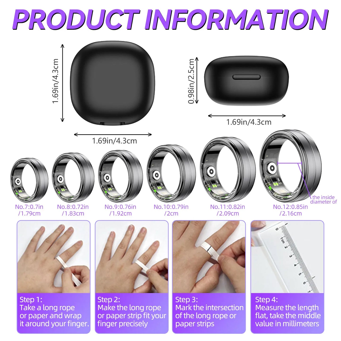 EIGIIS New Smart Ring 2024 Men Women Heart Rate and Blood Oxygen
