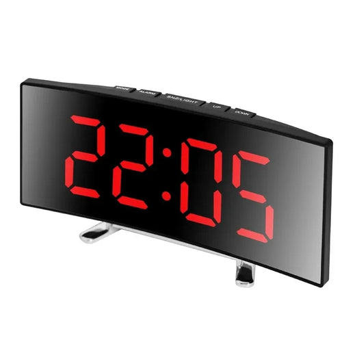Creative Curved Electronic Clock, LED Large Screen Plug-in Battery