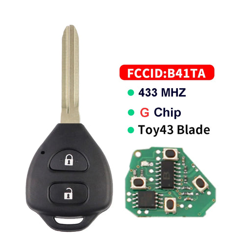 YIQIXIN 2 Button 314.3 433Mhz 4D67 G Chip Remote Car Key For Toyota