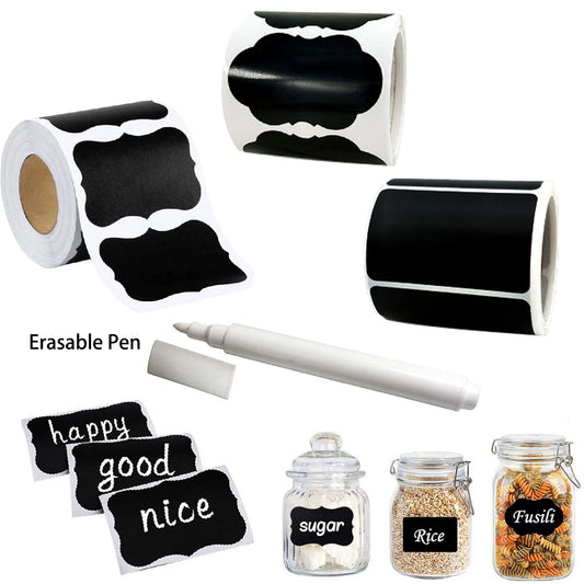 120Pcs/Roll 3 Styles Removable Blackboard Stickers With Erasable Pen