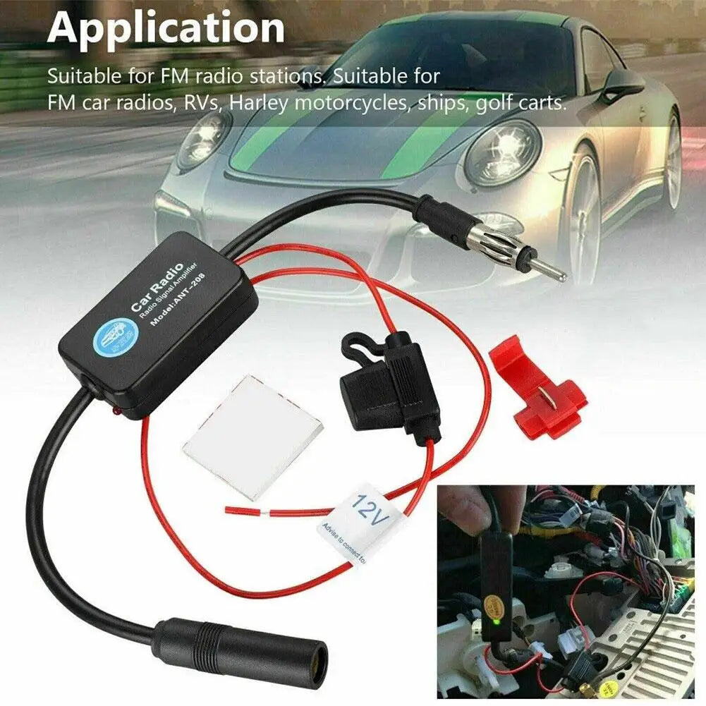 Auto Car Radio FM Antenna Signal Booster Amplifier Universal 12V FM