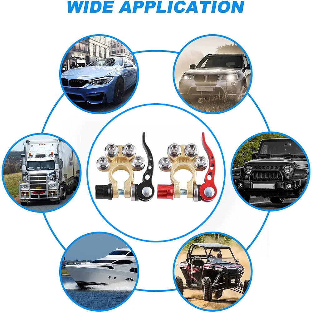 1 Pair 12V 24V Car Battery Terminals Quick Disconnect Auto Cables