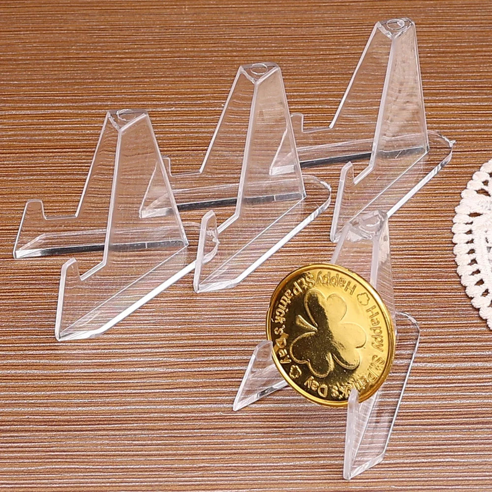 1-30Pcs Clear Acrylic Coin Display Stand Holders Small Easel Rack