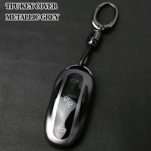for Tesla Key Fob Cover Model 3 S Y Accessories Metallic Gray TPU Key